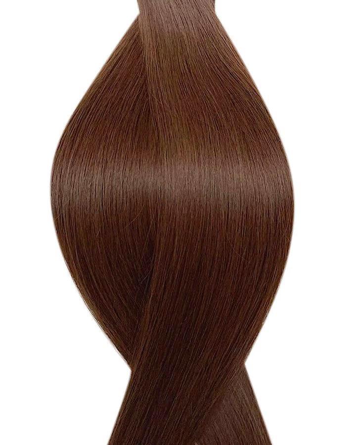 Braun Echthaar Tressen-Flach Weft-Weave