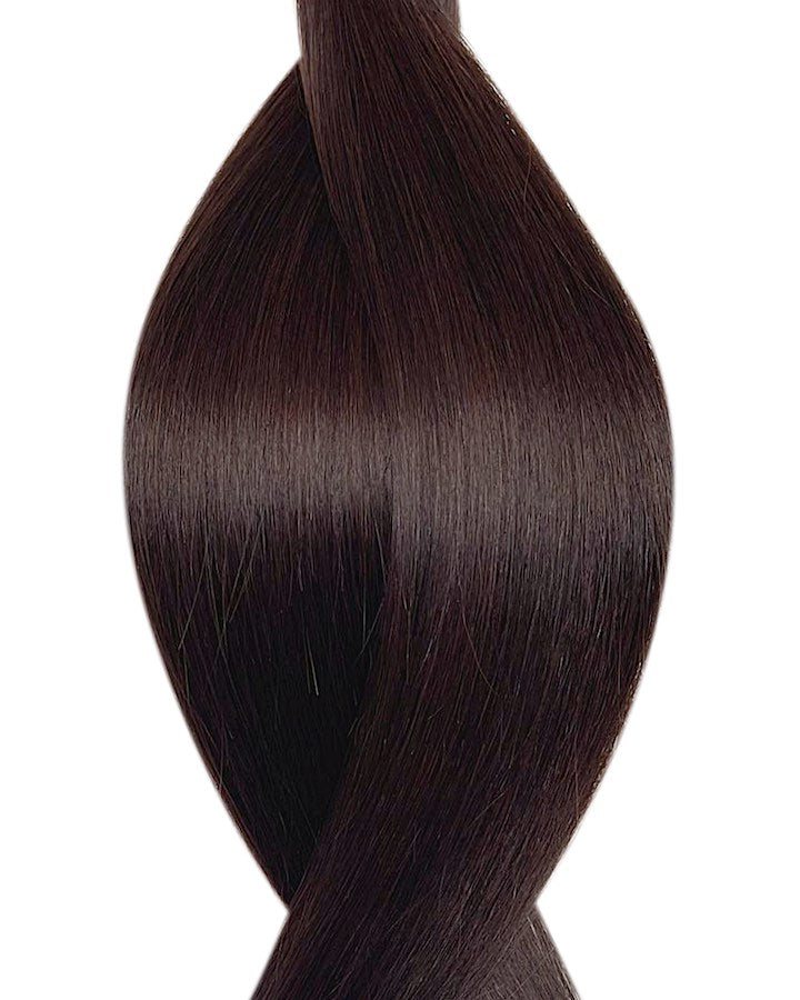 Echthaarverlängerung in Haarfarbe Dunkelstes Braun für Keratin Bonding Extensions