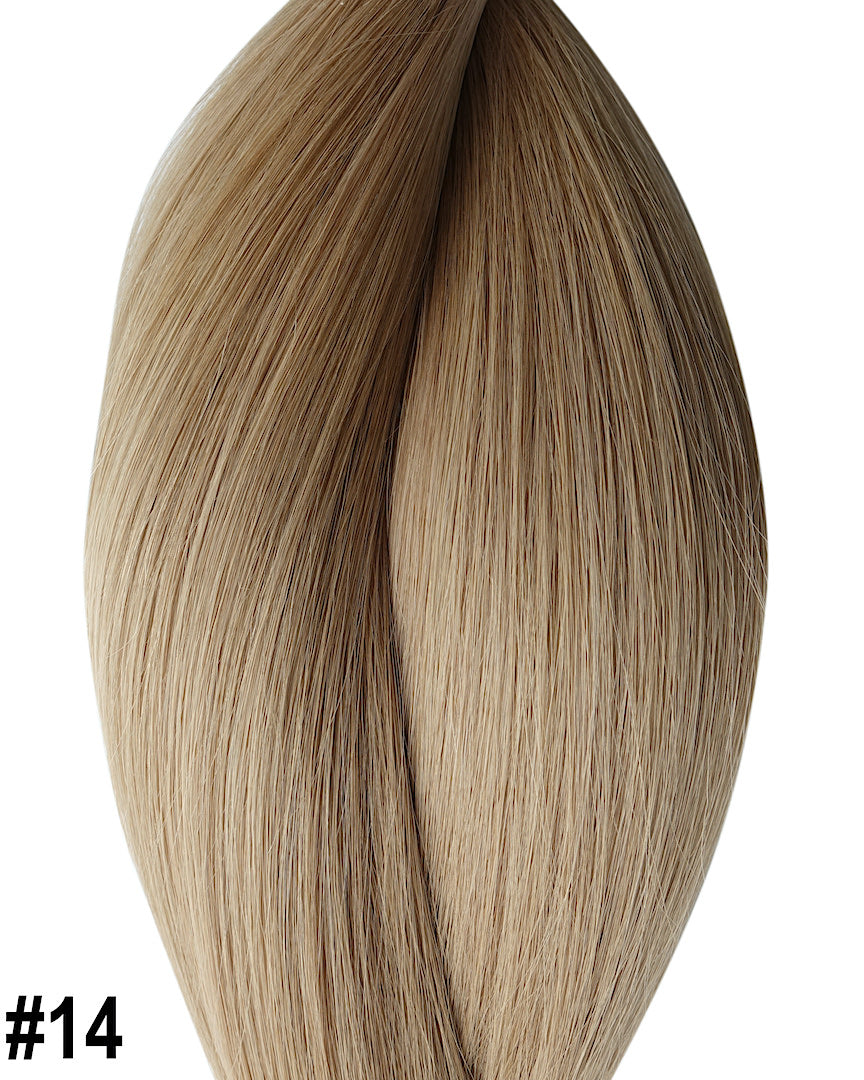 Beste Extensions in Haarfarbe Dunkelblond für Microring Technik