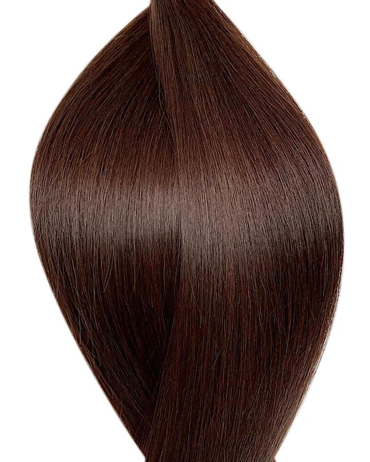Echthaarverlängerung in Haarfarbe Dunkelbraun für Keratin Bonding Extensions