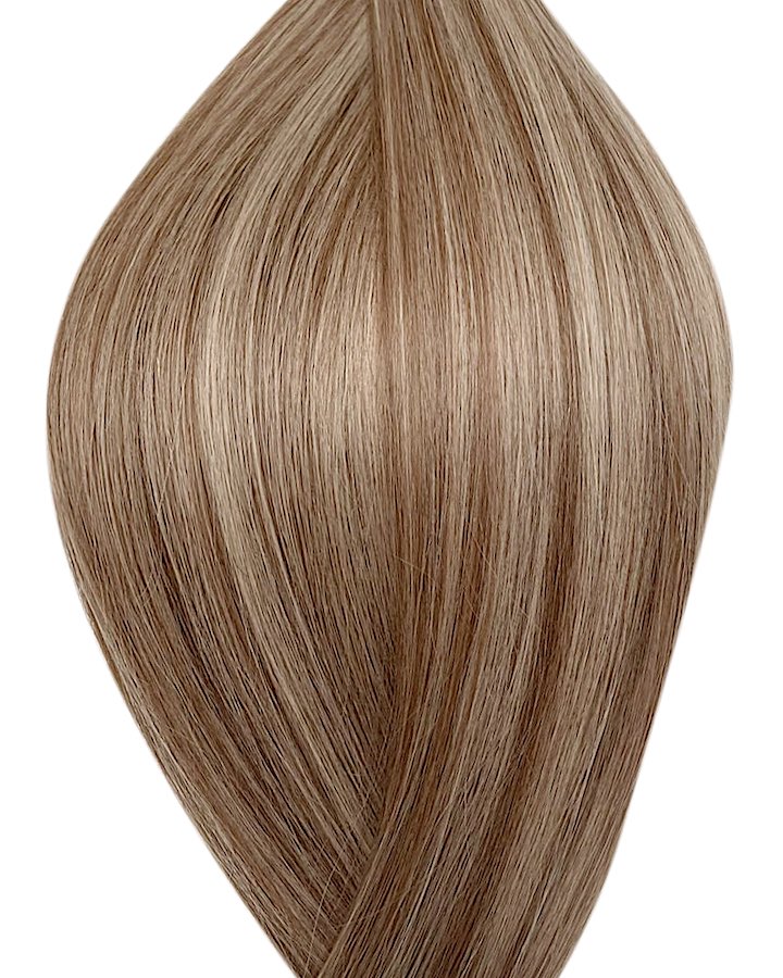 Balayage Hellbraun-Aschblond Echthaar Tressen-Weft-Weave
