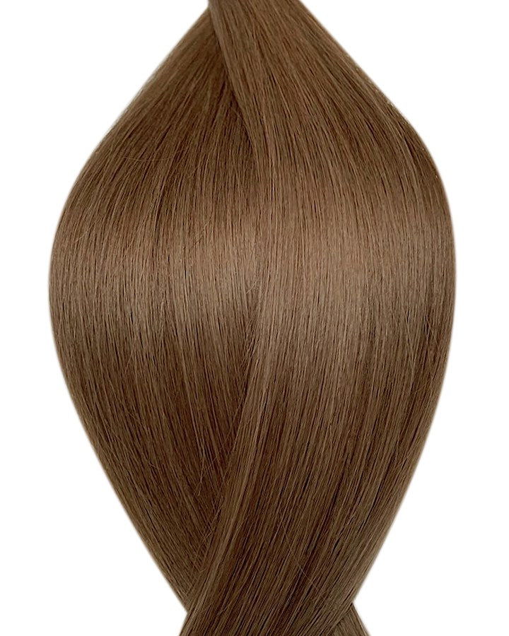 Echthaarverlängerung in Haarfarbe Hellbraun für Keratin Bonding Extensions