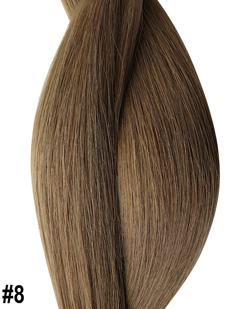 Beste Extensions in Haarfarbe Hellbraun für Microring Technik