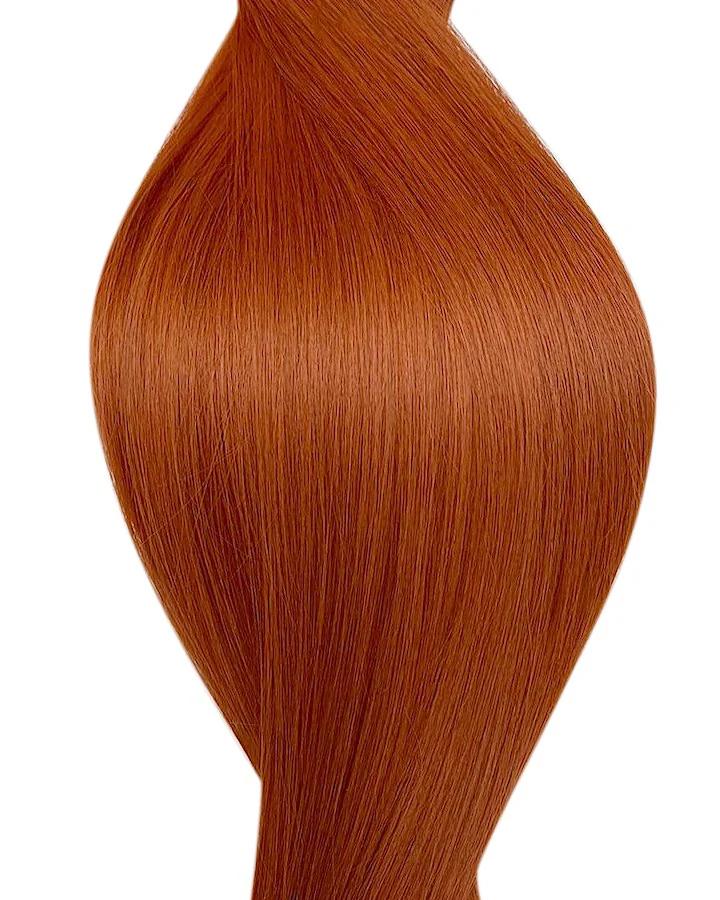 Echthaar Extensions in Haarfarbe Kupfer für Nanoring Extensions.