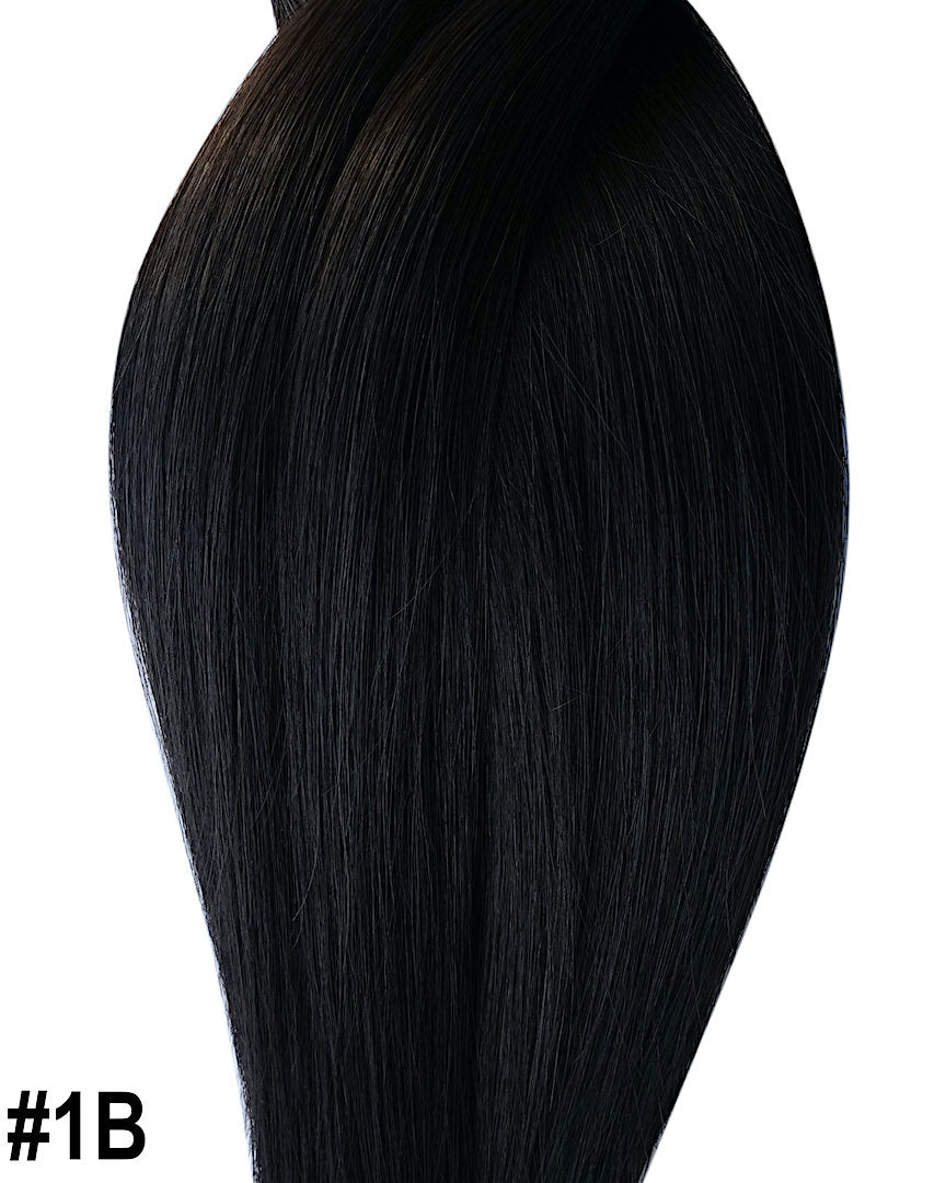 Beste Extensions in Haarfarbe Natürliches Schwarz für Microring Technik