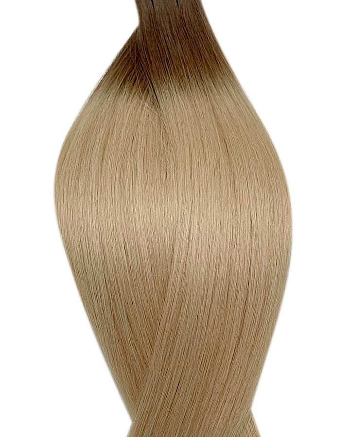 Echthaarverlängerung in Haarfarbe Ombre Hell Aschbraun ins Aschblond für Keratin Bonding Extensions