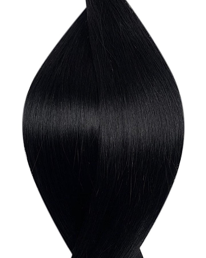 Seamless Clip in Extensions Echthaar in Farbe Tiefschwarz-Pechschwarz